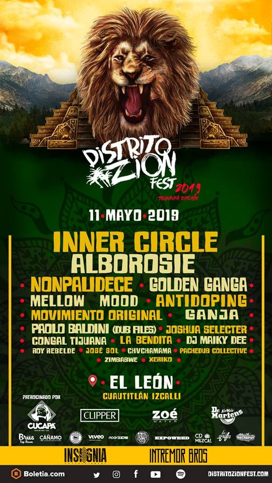El festival de Reggae más importante del año, “Distrito Zion Fest”, se realizará el sábado 11 de mayo en “El León Cuautitlán”