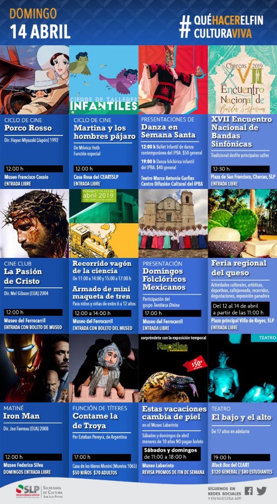 Fin de semana de actividades culturales, para iniciar la Semana Mayor en San Luis Potosí #CulturaViva