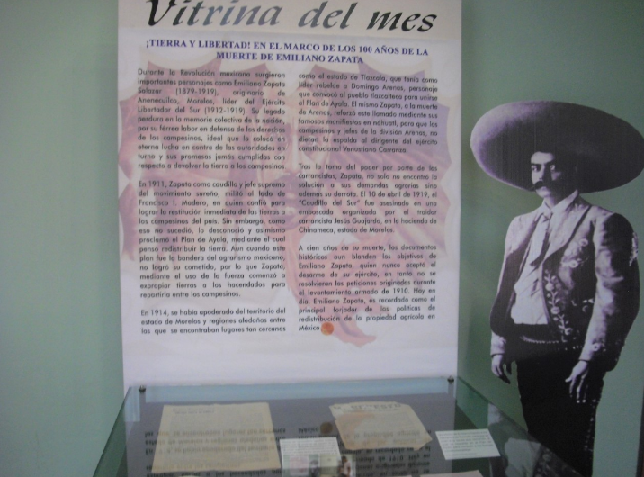 Museo de la memoria dedica vitrina del mes a Emiliano Zapata