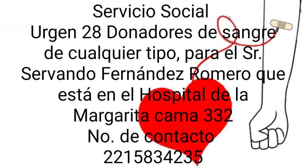 Solicitan sangre en IMSS La Margarita