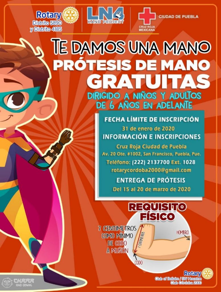 Club Rotario y LN4 en alianza estratégica con Cruz Roja Ciudad de Puebla, buscan candidatos para donar prótesis de mano