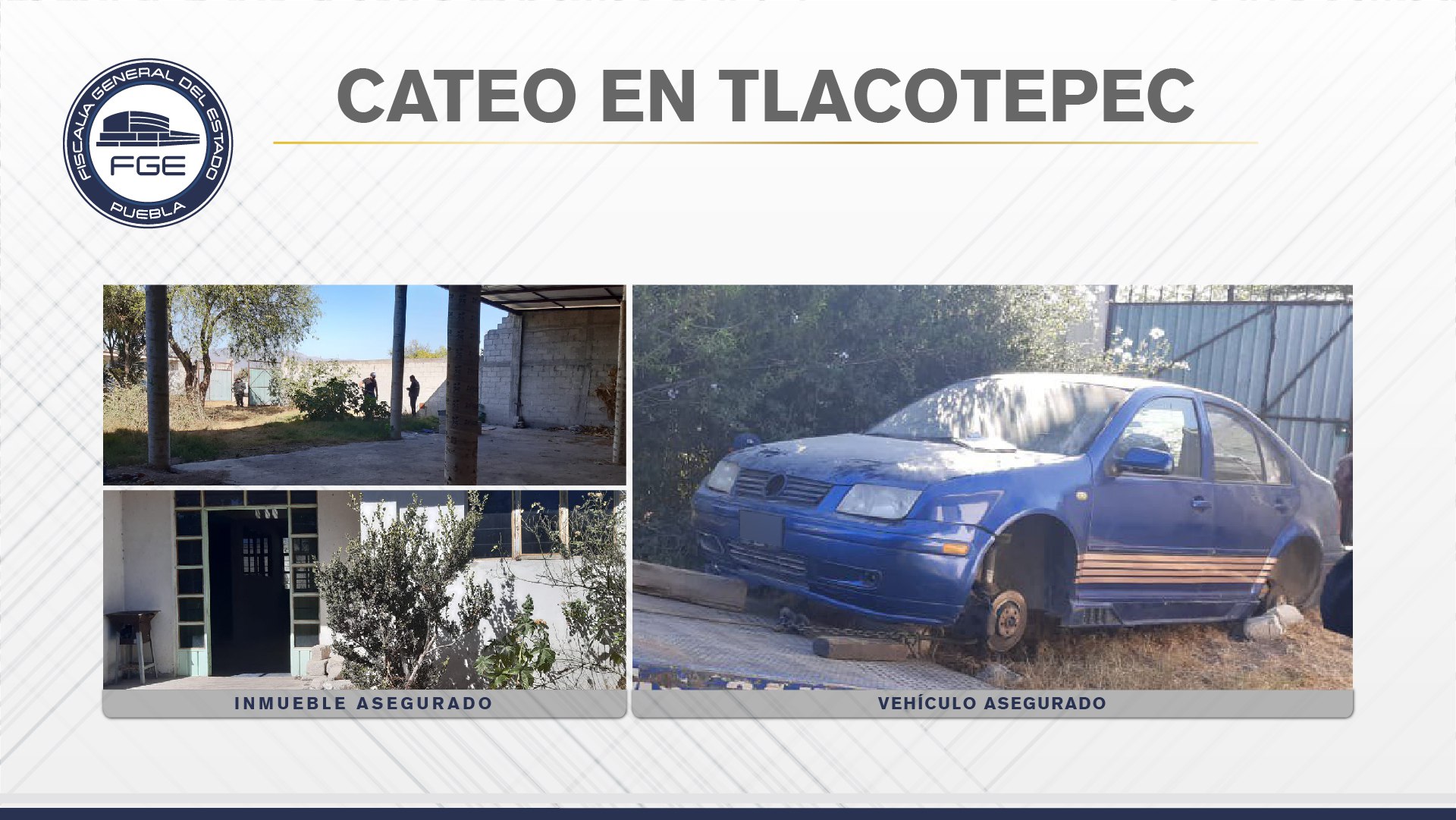 Fiscalía cateó inmueble en Tlacotepec y recuperó auto robado