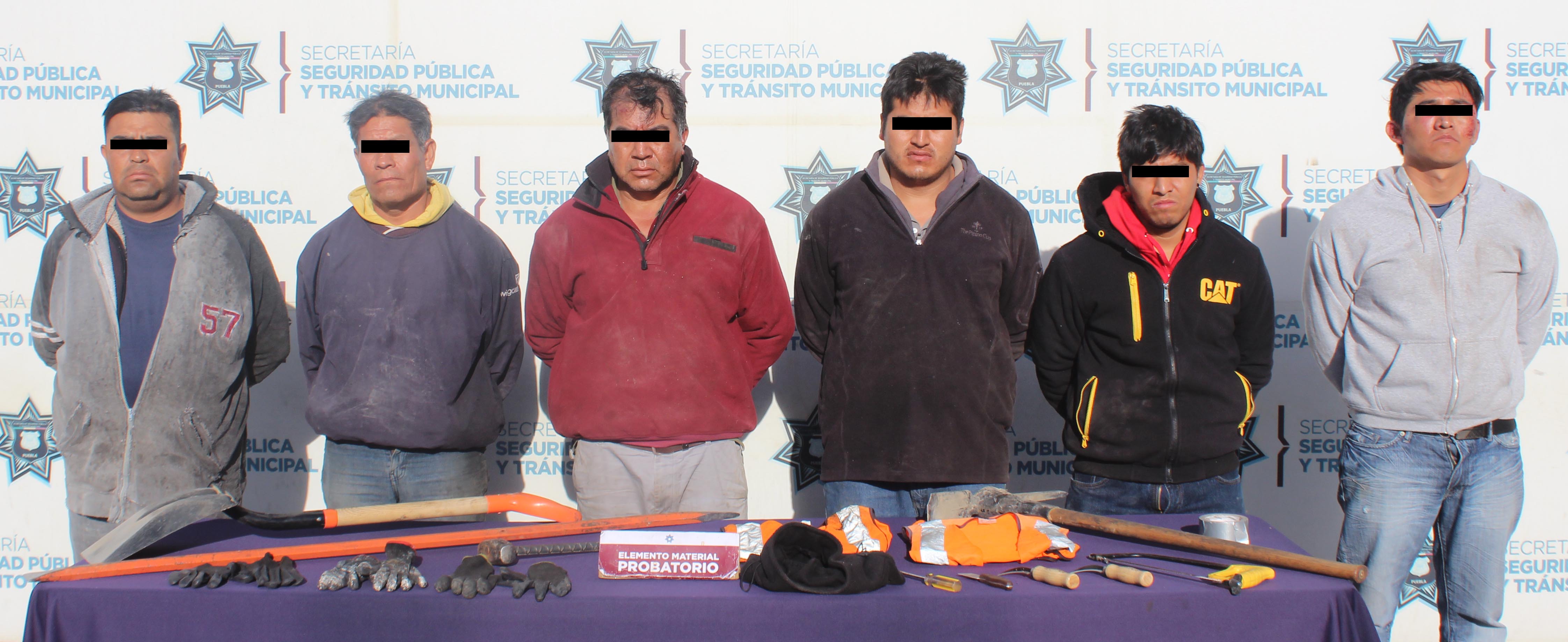 Detuvo SSC de Puebla a seis hombres por robo contra empresa de telefonía fija
