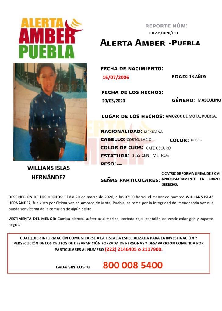 Se activa Alerta Amber por niño de 13 años