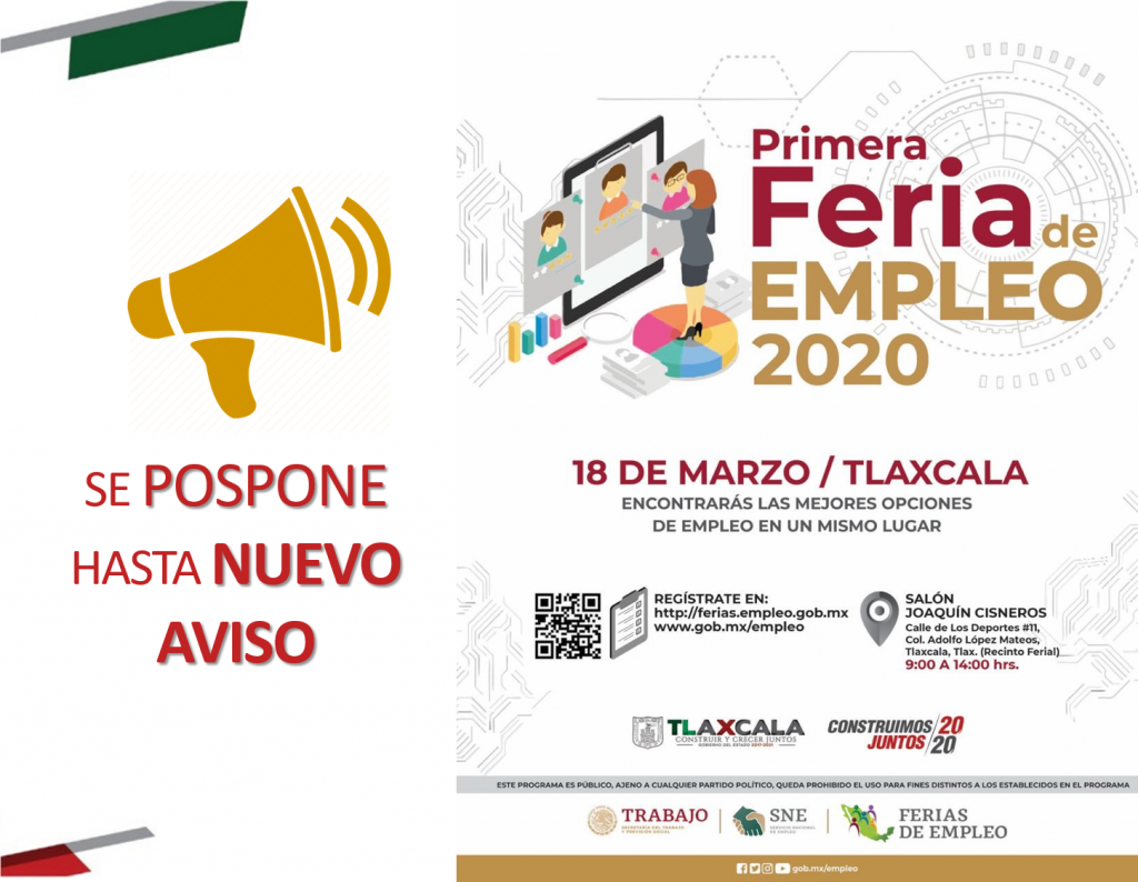 Pospone SEPUEDE-SNE primera Feria del Empleo 2020
