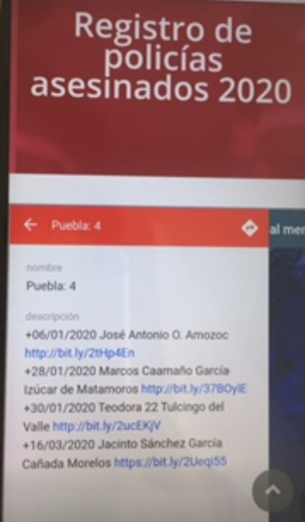 Van 4 policías asesinados en Puebla de enero al 16 de marzo de 2020