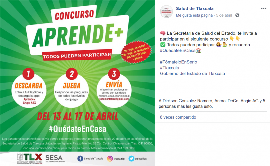 Promueve SESA en redes sociales autocuidado entre jóvenes.