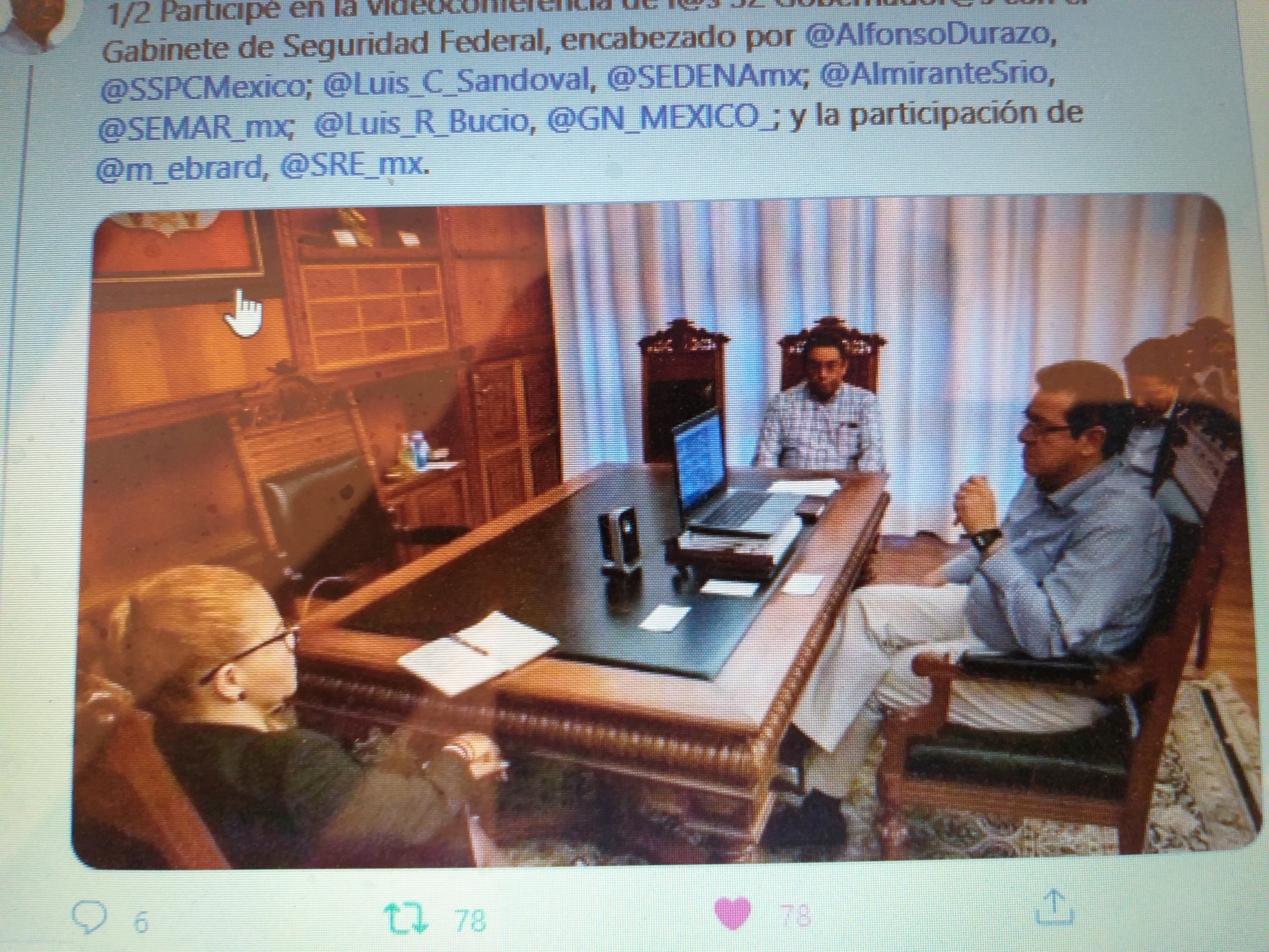 Desde Tlaxcala: Marco Mena participa en vídeo reunión de seguridad con Alfonso Durazo