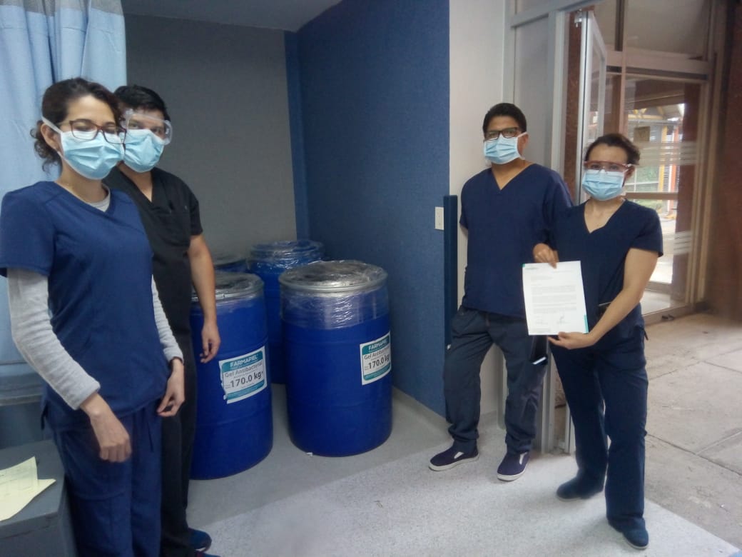 Farmapiel dona gel sanitizante a hospitales del Sector Salud