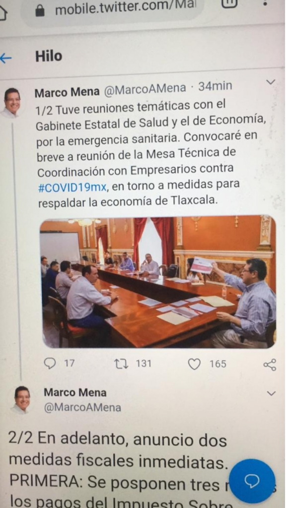 Gobierno de Tlaxcala, anuncia dos medidas fiscales ante el covid-19