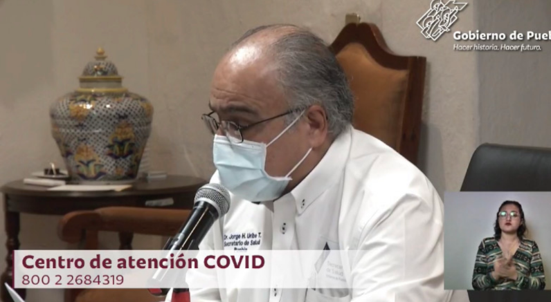 Video desde Puebla: La entidad acumuló 34 enfermos más de Covid19 el miércoles y llegó a los 638, informó Uribe Téllez