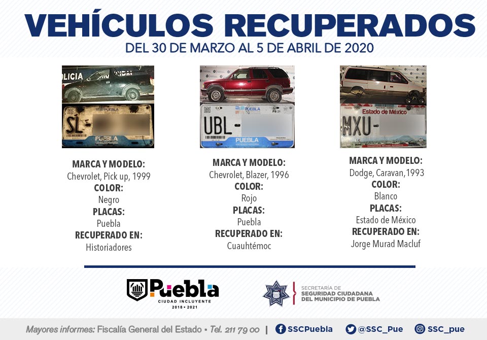 En una semana remitió policía municipal de Puebla 19 vehículos ante el agente de ministerio público.