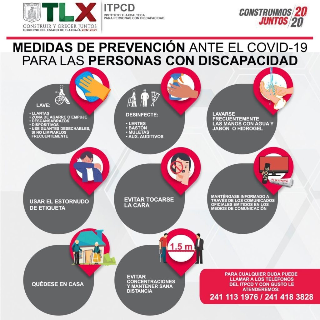 Difunde ITPCD recomendaciones preventivas a personas con discapacidad ante COVID-19.