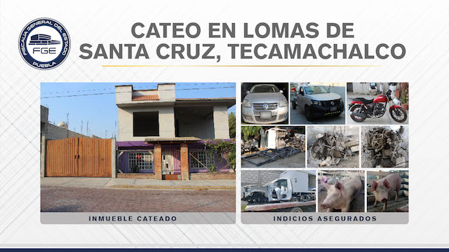 En Tecamachalco, Fiscalía aseguró vehículos y autopartes robadas