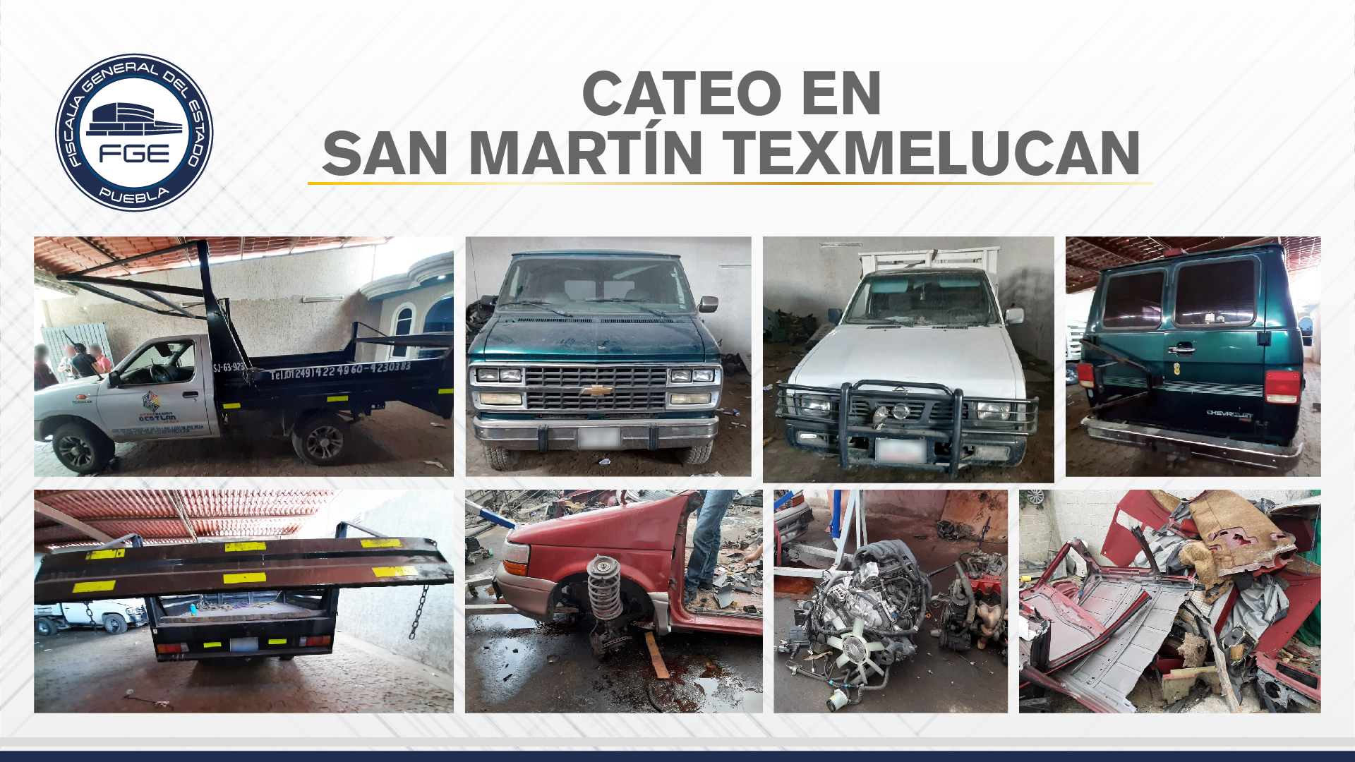 En cateos de San Martín, Fiscalía aseguró vehículos y autopartes