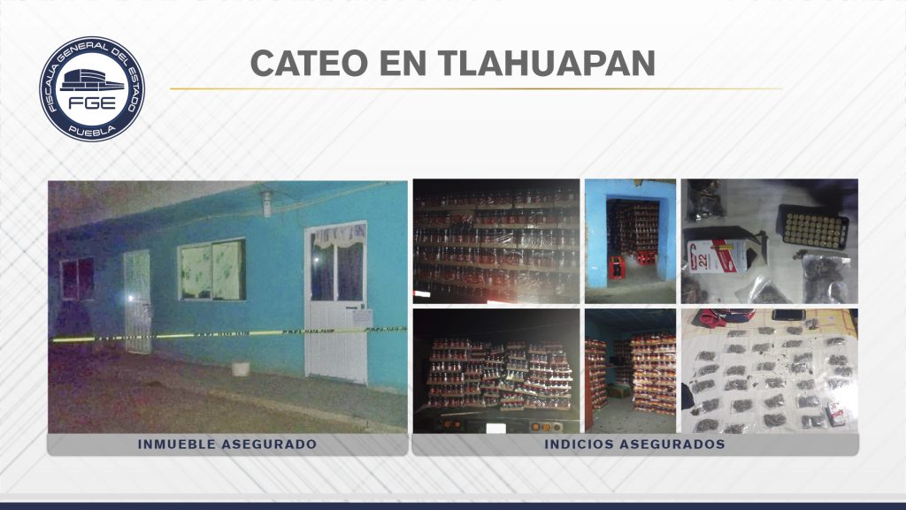 En Tlahuapan, Fiscalía aseguró mercancía robada, cartuchos y droga