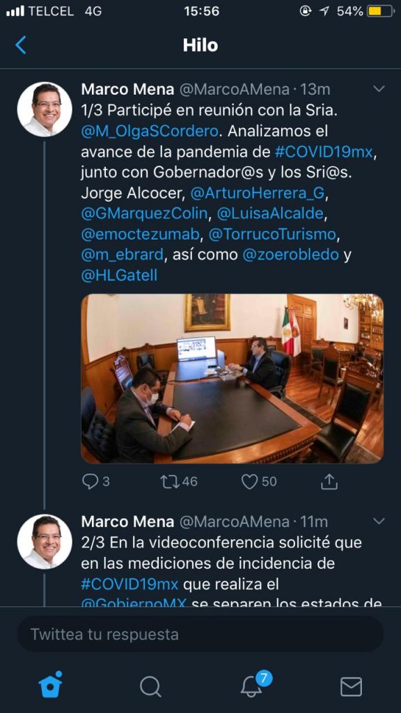 Gobernador de Tlaxcala participa en reunión con Olga Sánchez para ver los avances contra la pandemia