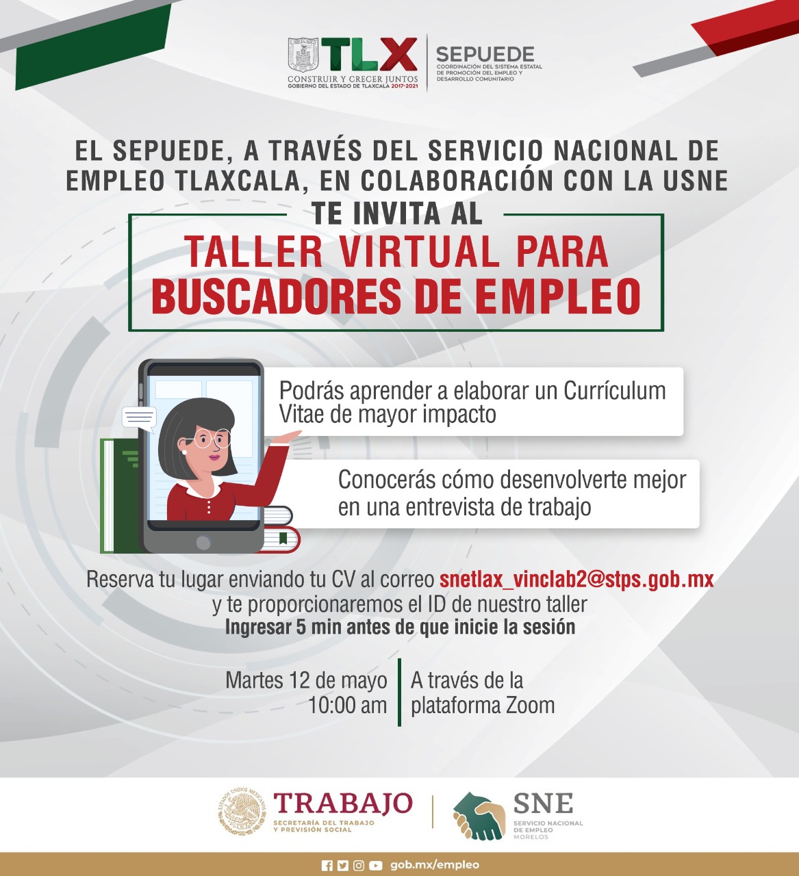 Desde Tlaxcala: Abrirá Sepuede-SNE taller virtual dirigido a buscadores de empleo