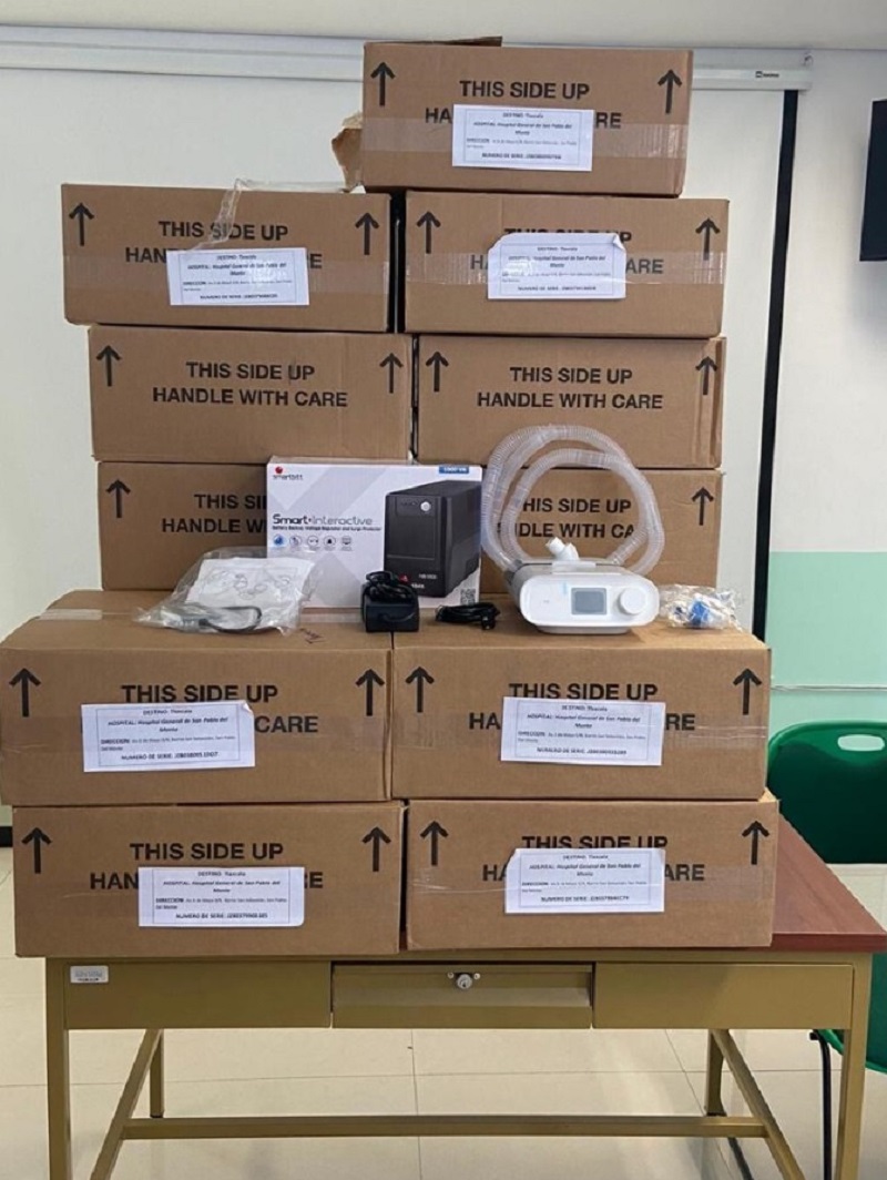 Desde Tlaxcala: Recibe SESA donación de 15 ventiladores para atender a pacientes por Covid-19.