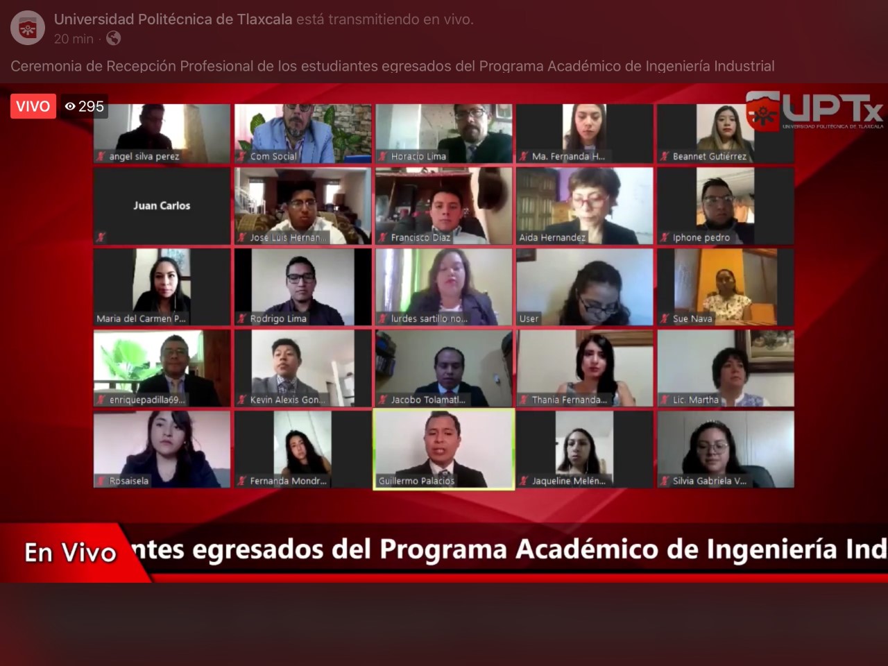 Inician ceremonias de titulación totalmente en línea en la UPTx; están haciendo historia: Padilla Sánchez a los nuevos ingenieros