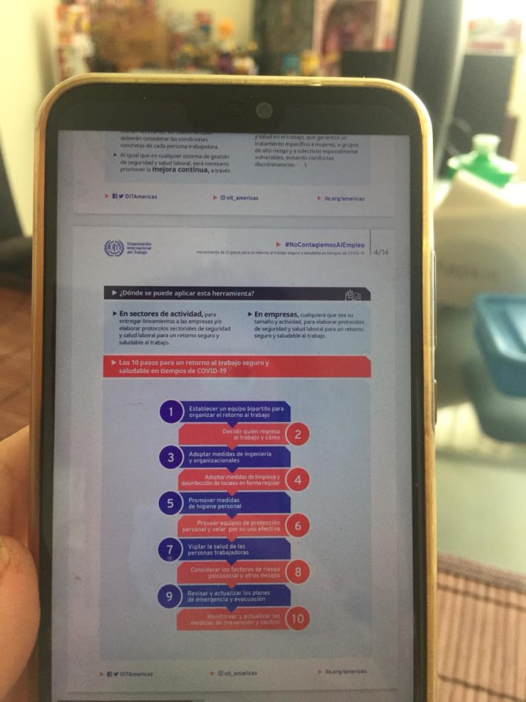 OIT propone 10 medidas para el regreso saludable al trabajo después del Coronavirus