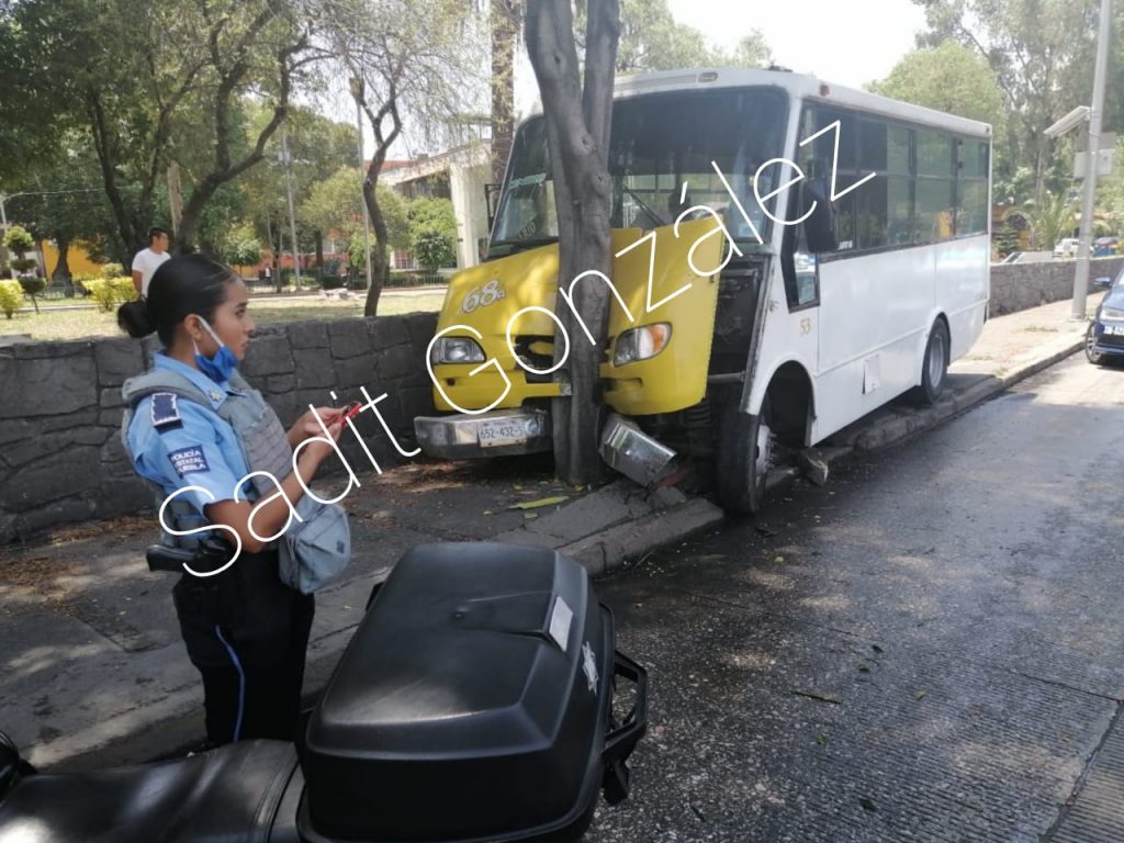 Video desde Puebla: Al conductor de la ruta 68A unidad 53 se le cruzó un árbol en pleno bulevar 5 de Mayo