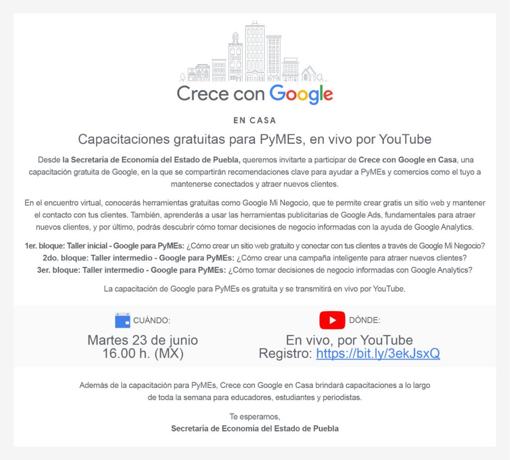 Taller en línea “Crece con Google”