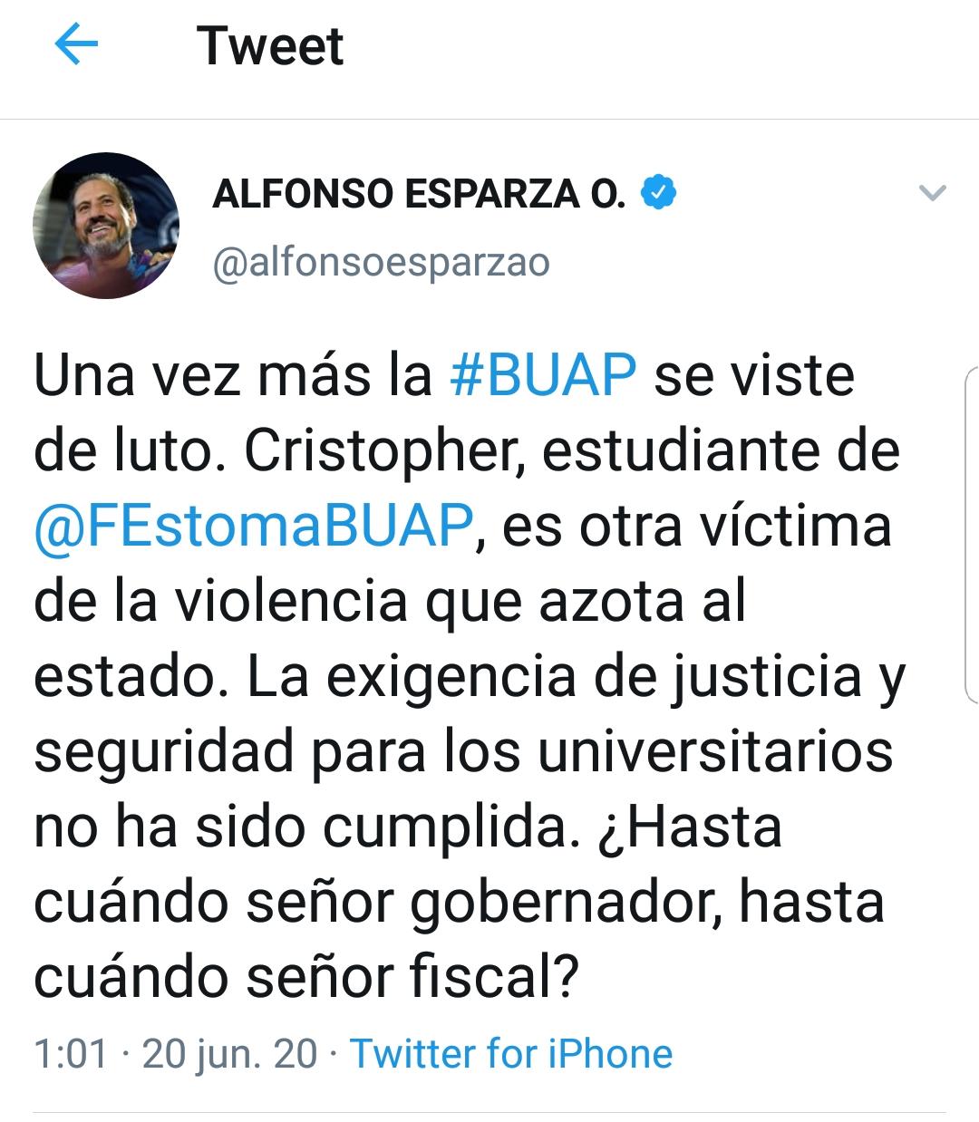 Rector de la BUAP exige esclarecer homicidio de alumno de la facultad de Estomatología