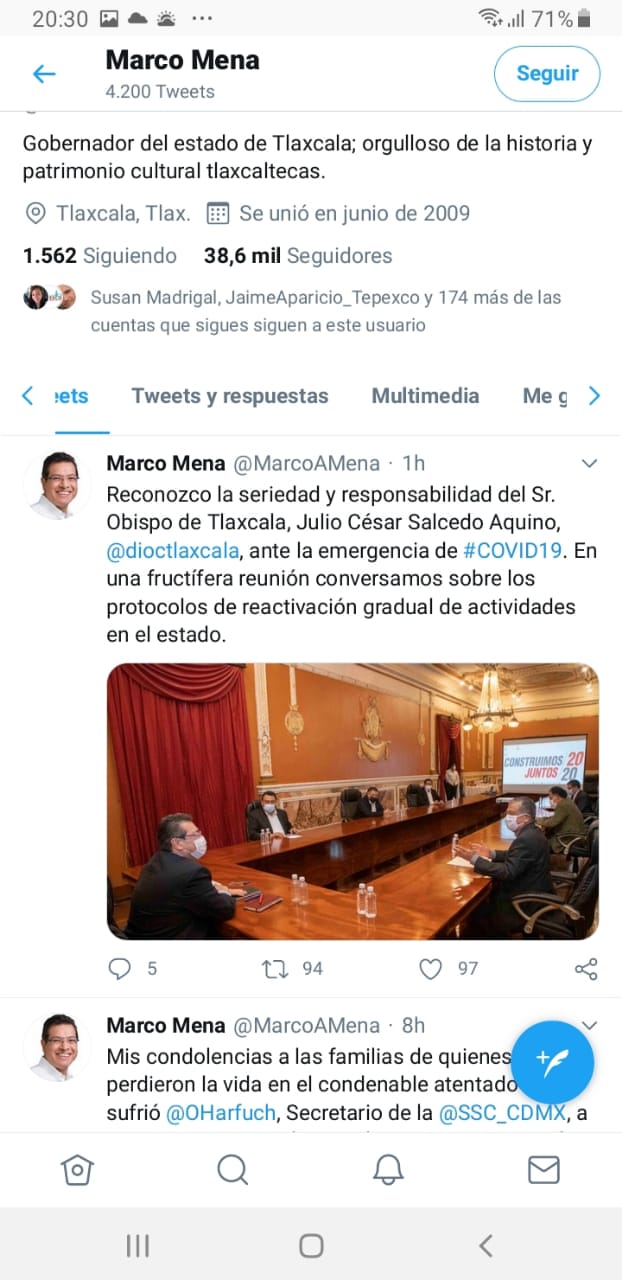 Gobernador Mena se reunió con el obispo de Tlaxcala para hablar de la reactivación de actividades