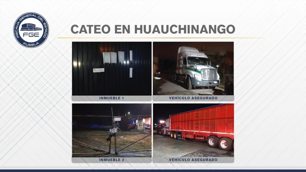Durante cateo en Huauchinango, se recupera un tractocamión con maíz