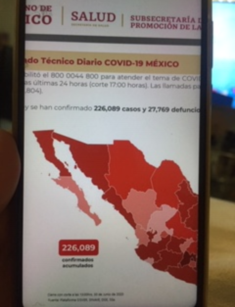 Parte de Guerra nacional martes 30 de junio: México cierra el mes con 27 mil 769 decesos por covid-19.