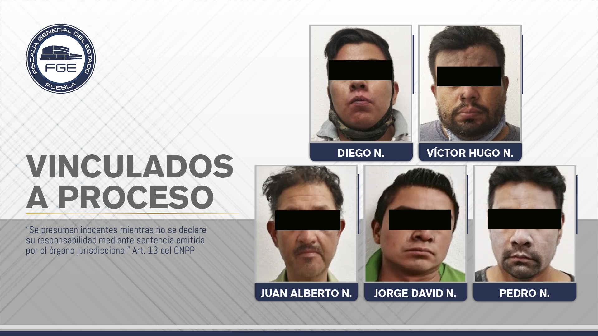FGE obtuvo vinculación a proceso de cinco presuntos secuestradores
