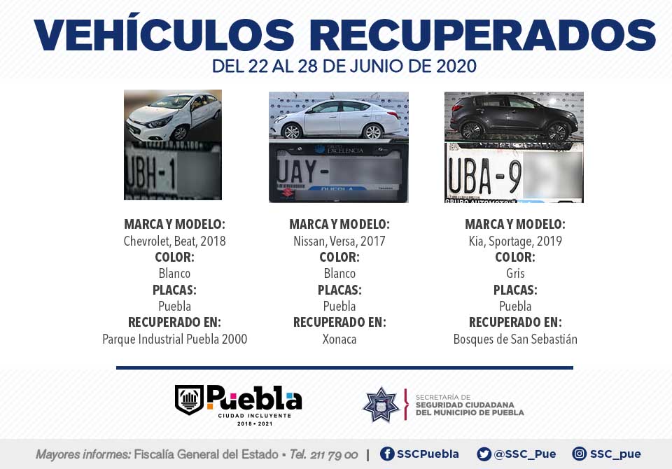 En las últimas semanas, remitió Policía Municipal de Puebla 23 vehículos ante el agente del Ministerio Público.