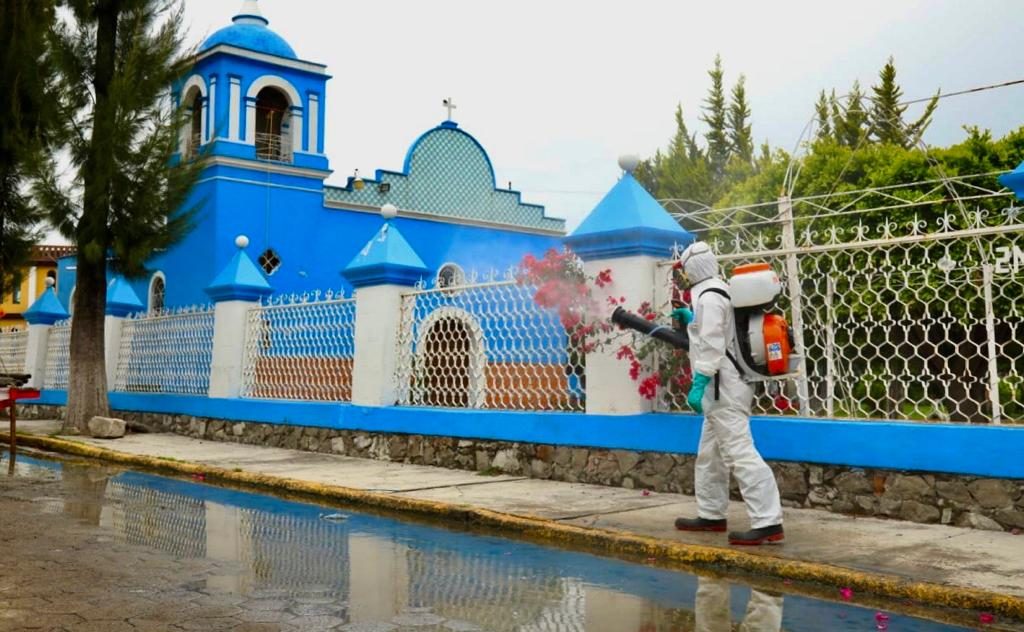 Sanitiza Ayuntamiento de San Andrés más de 263 mil metros cuadrados de espacios públicos.
