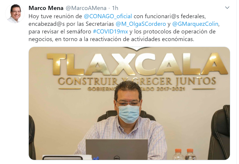 Revisa Marco Mena con funcionarios federales semáforo epidemiológico de COVID-19.