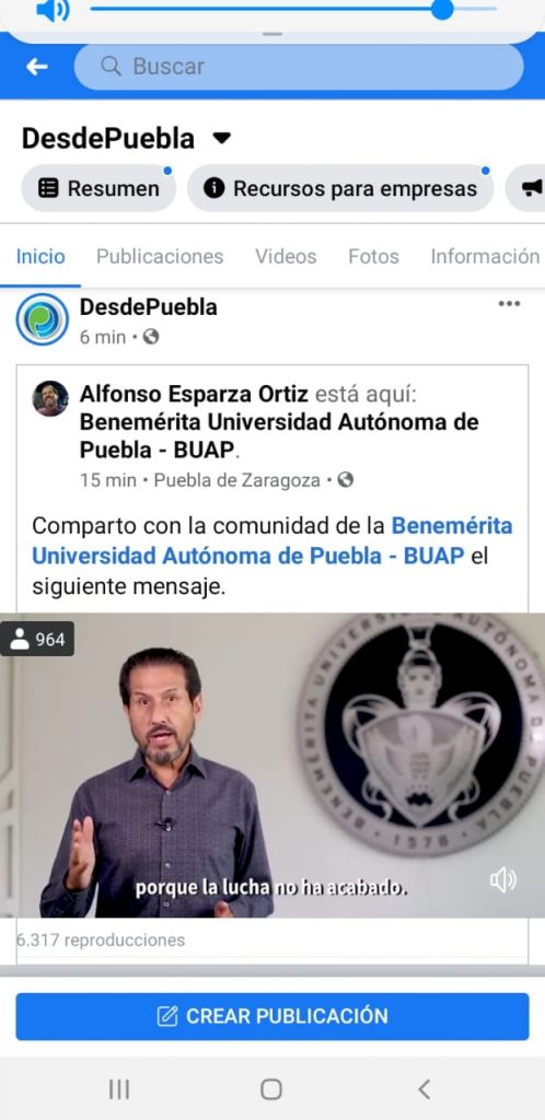 Video desde Puebla: “La lucha no ha acabado”, destaca el rector Alfonso Esparza a la comunidad BUAP