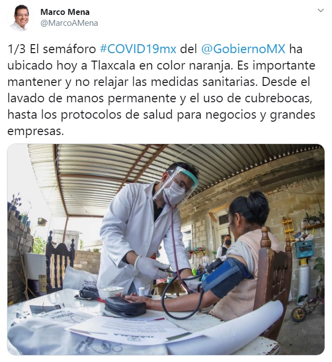 Tlaxcala pasa a semáforo naranja por Coronavirus: Marco Mena
