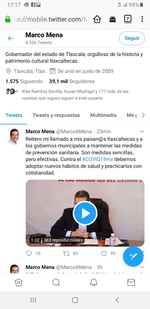 Video desde Tlaxcala: Marco Mena pide mantener las medidas sanitarias