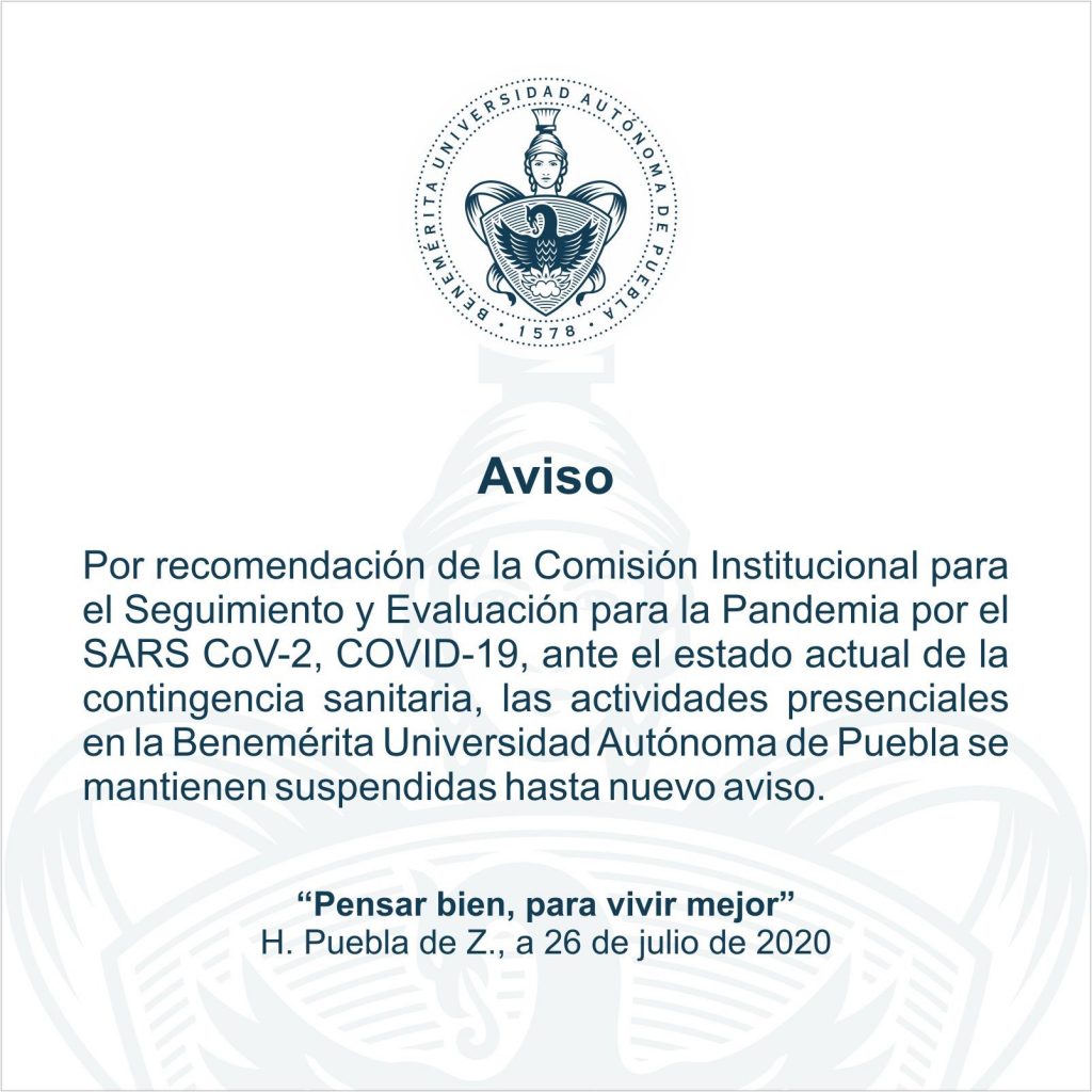 Continuarán suspendidas las actividades presenciales en la BUAP por altos contagios del covid-19: Rector Alfonso Esparza
