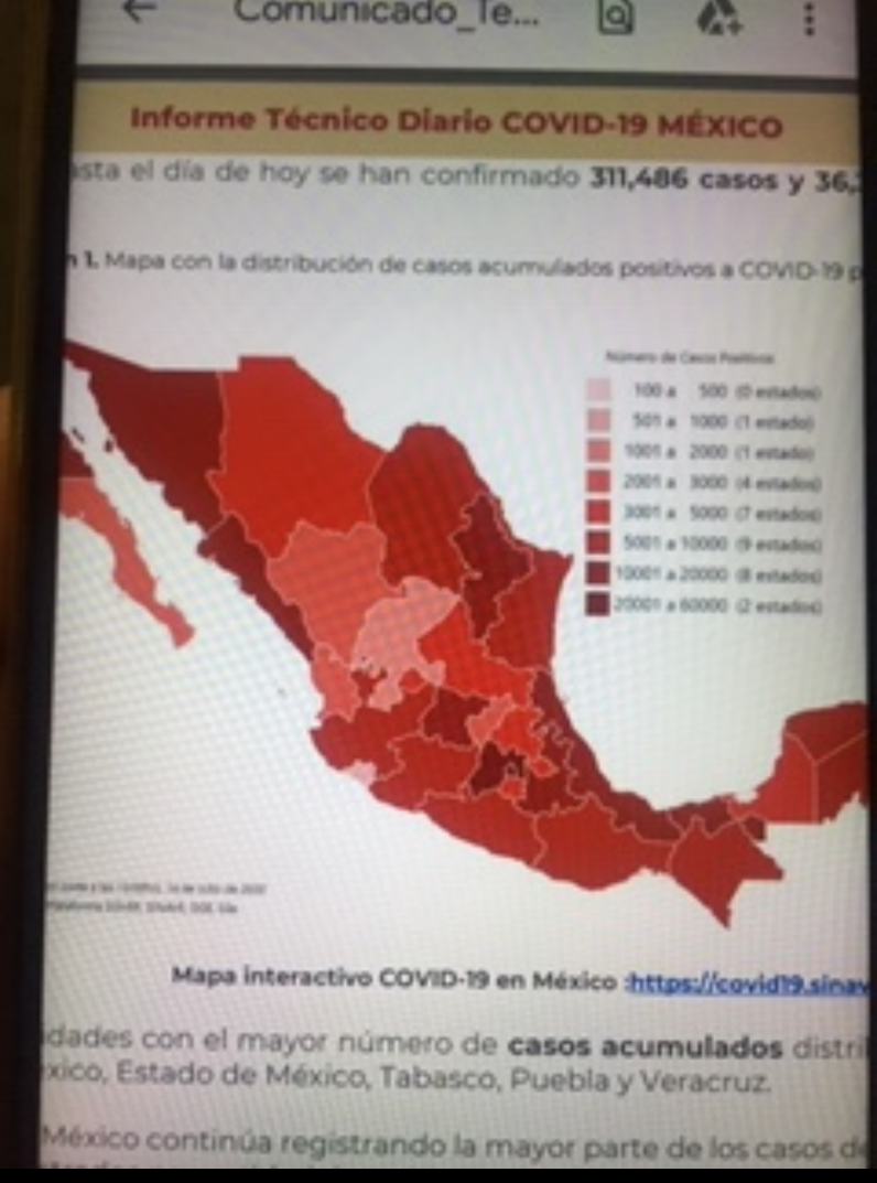 Parte de Guerra nacional: México suma 36 mil 327 muertos y 311 mil 486 casos covid-19