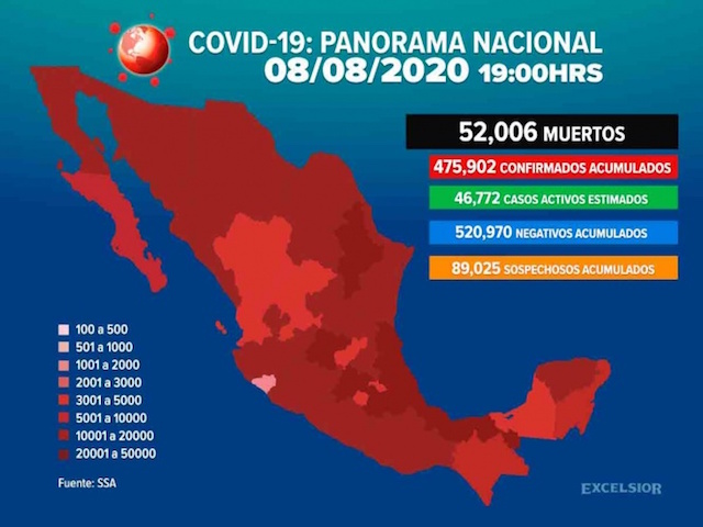 Incrementa a 52 mil 006 la cifra de muertos por Covid-19 en México