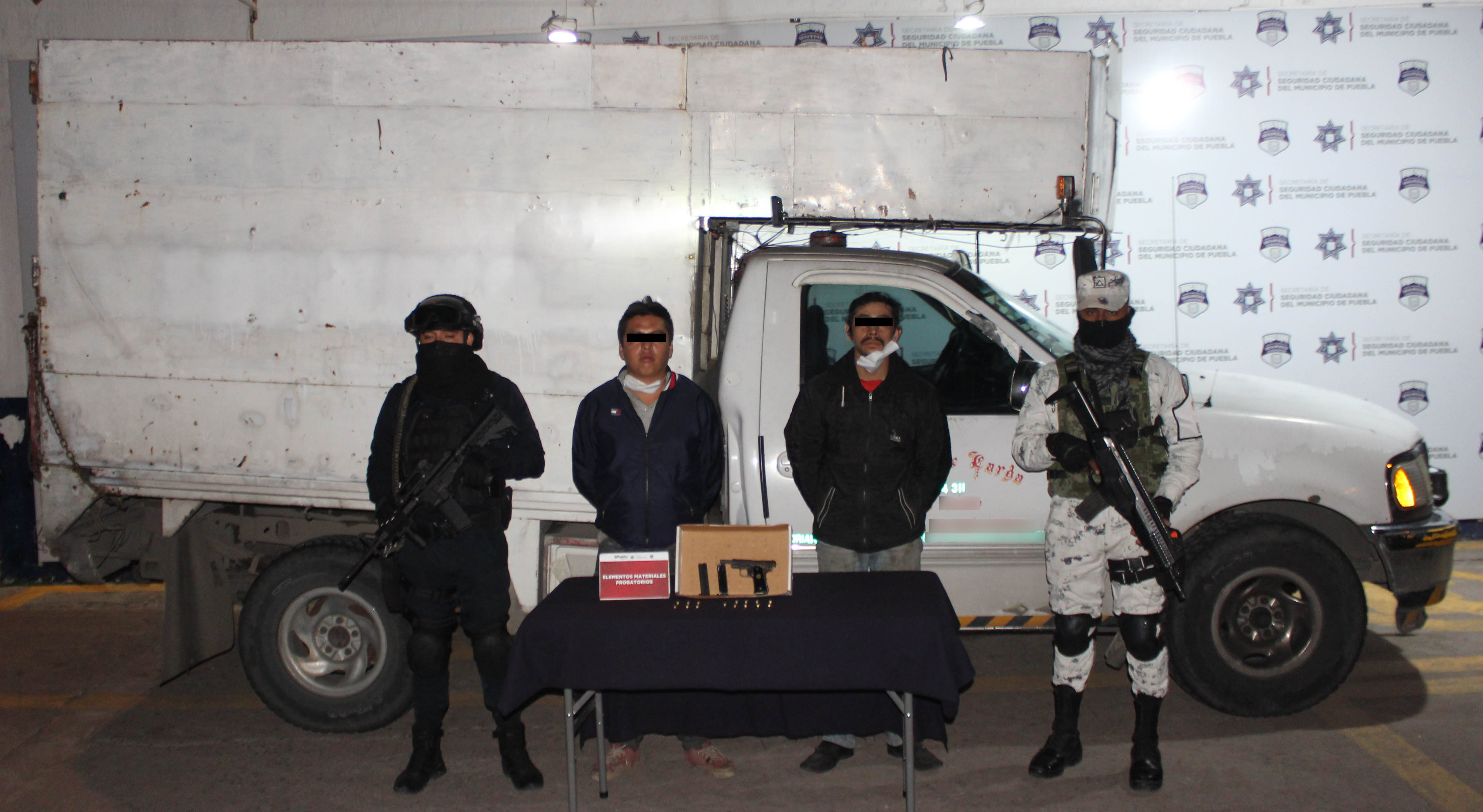 Detuvieron Guardia Nacional y Policía Municipal de Puebla a pareja por portación ilegal de arma de fuego