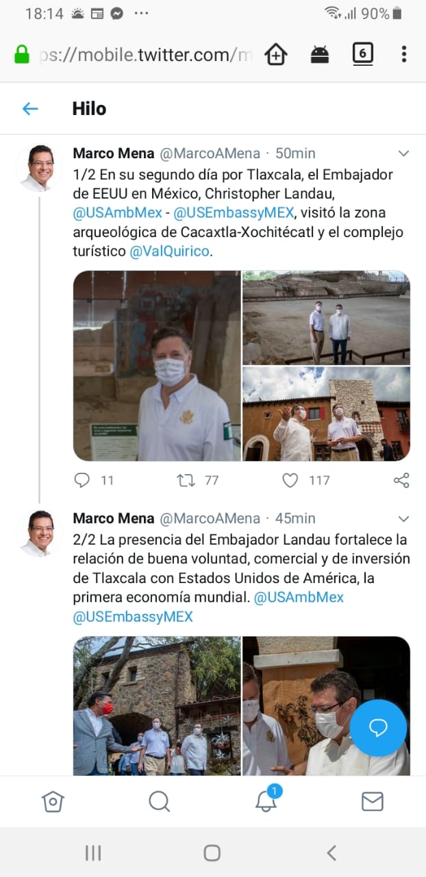 Desde Tlaxcala: Marco Mena muestra al embajador americano algunos atractivos turísticos del estado