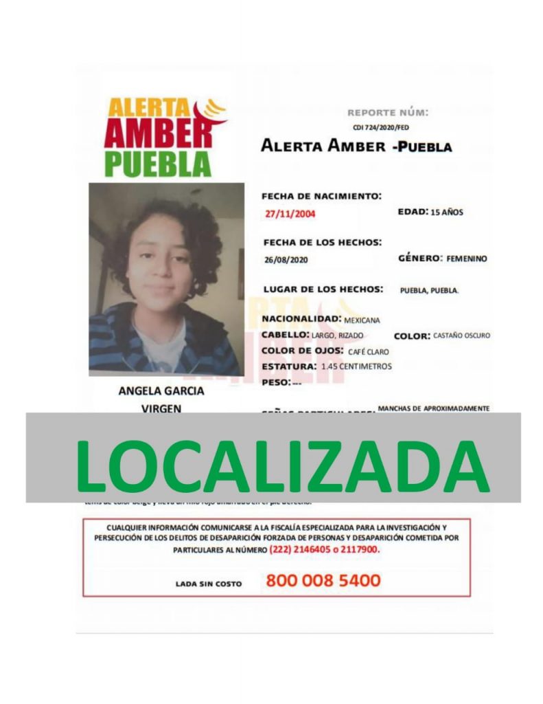 Fue localizada ilesa Ángela García, menor reportada desaparecida
