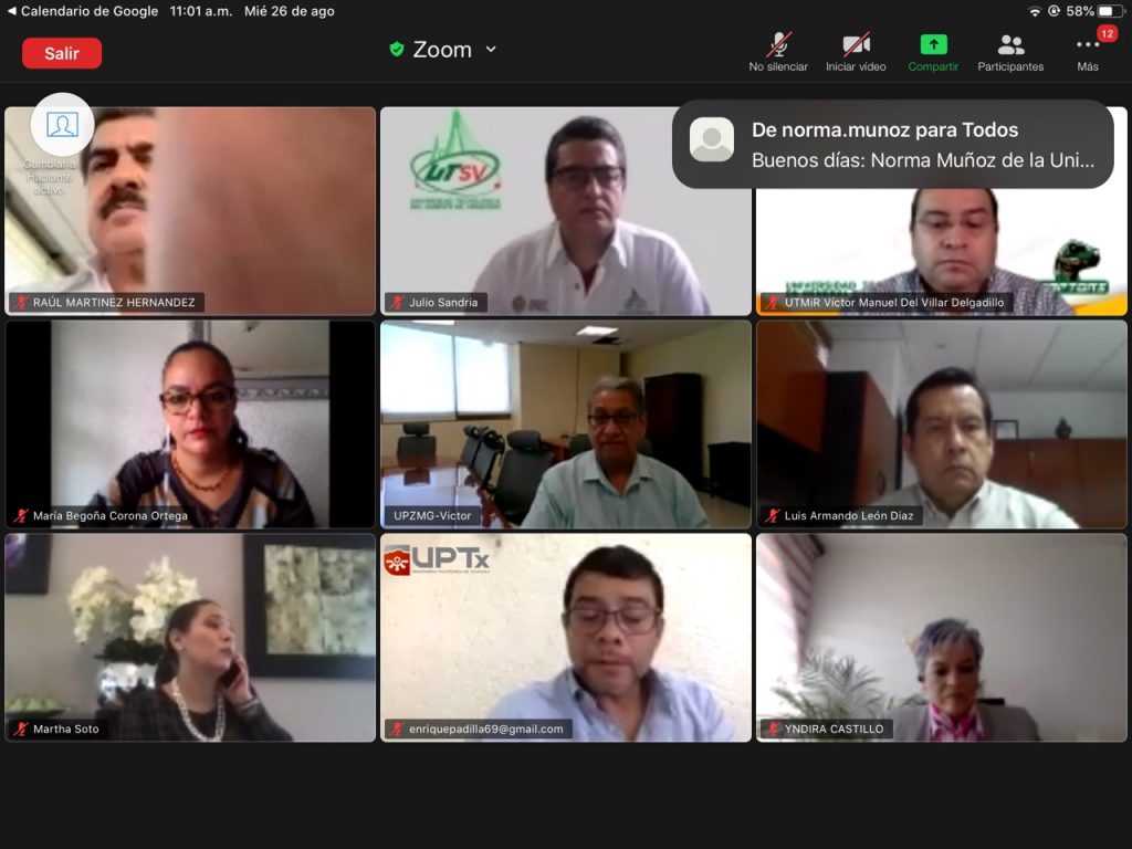 Participó Rector de la UPTX en reunión virtual de la Coordinación General de Universidades Tecnológicas y Politécnicas