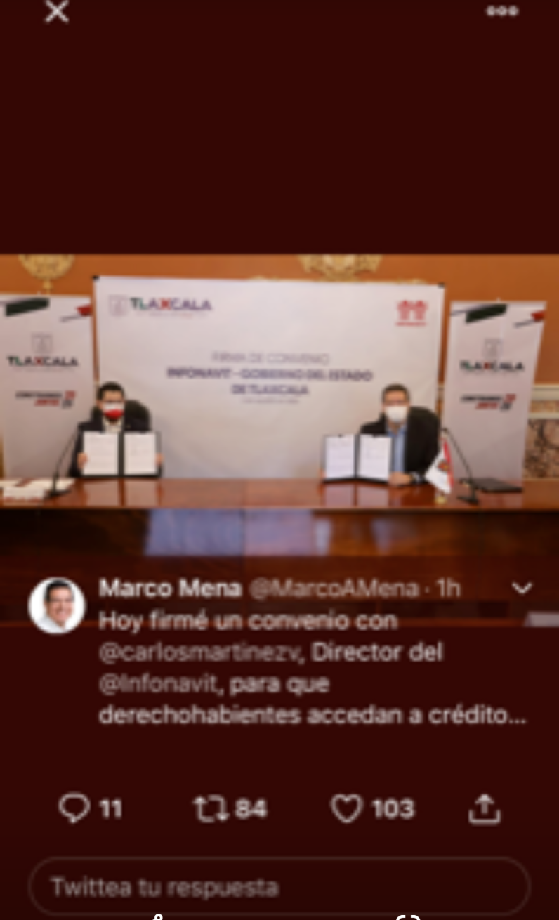 Gobernador de Tlaxcala firma convenio con Infonavit para que derechohabientes accedan a créditos 