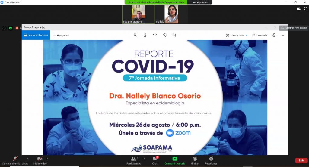 Personas de 75 a 79 años son vulnerables a fallecer por Covid-19, señala epidemióloga en el reporte SOAPAMA