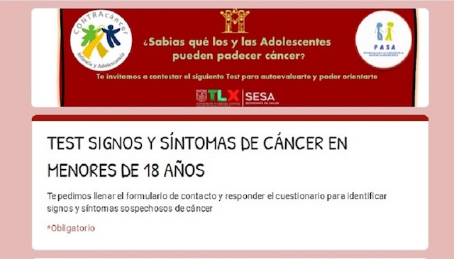 Favorece SESA diagnóstico oportuno de cáncer infantil con test de autoevaluación en línea