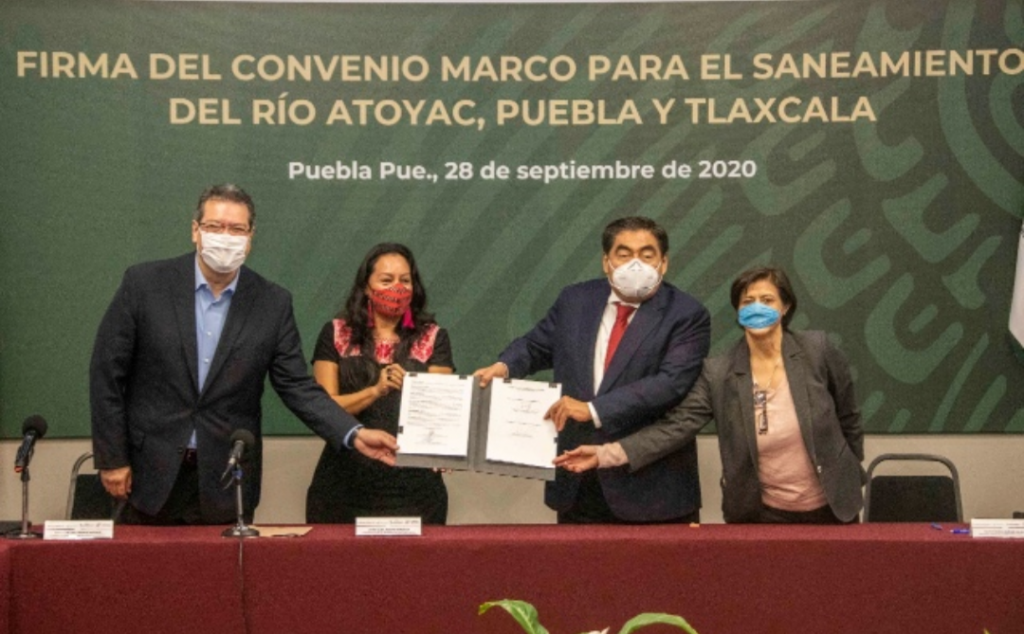 Gobernadores de Tlaxcala y Puebla firman convenio para saneamiento del río Zahuapan-Atoyac