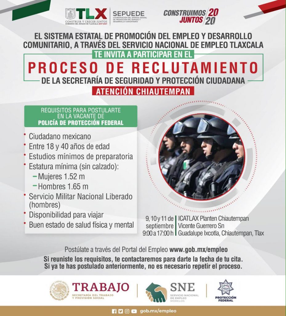 Organiza Sepuede-SNE el Segundo Reclutamiento Presencial para el Servicio de Protección Federal